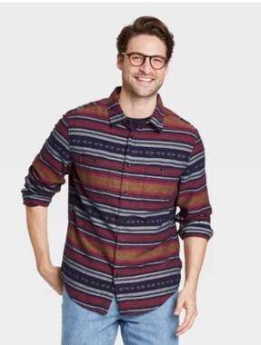 Goodfellow & Co Men's Button-Down Shirt in Southwestern/Aztec Stripe, Sz L